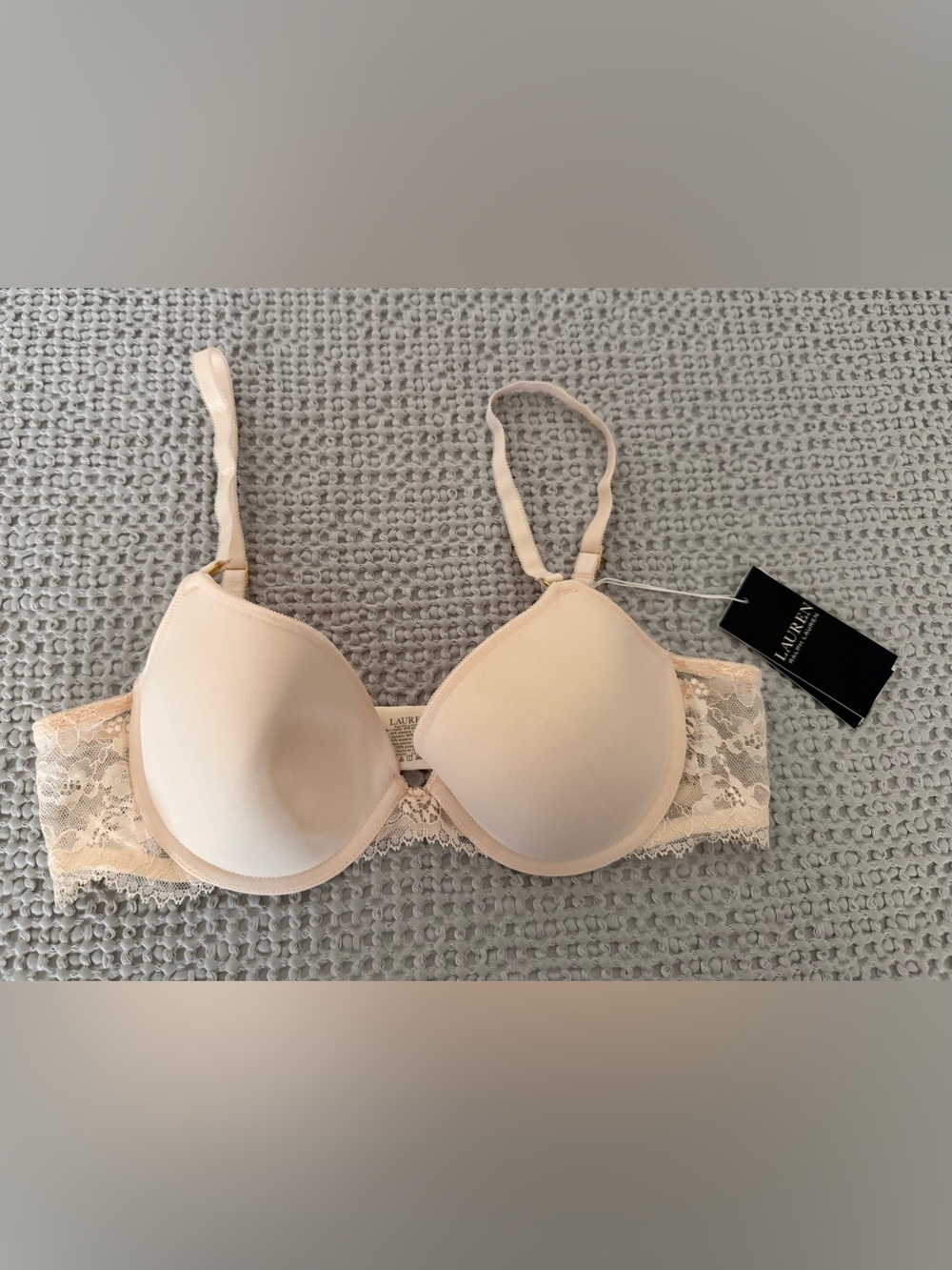 Ralph Lauren Beige Lace-Trim T-Shirt Bra women’s size 36B